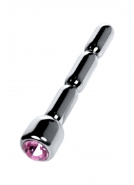 Серебристый уретральный плаг со стразом - 7 см. - ToyFa - купить с доставкой во Владивостоке