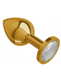 Золотистая средняя пробка с прозрачным кристаллом - 8,5 см. - Джага-Джага - купить с доставкой во Владивостоке