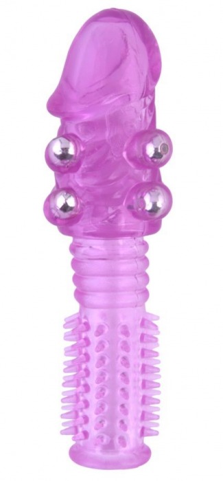 Стимулирующая фиолетовая насадка с шипами и шишечками - 13,5 см. - Toyfa Basic - во Владивостоке купить с доставкой