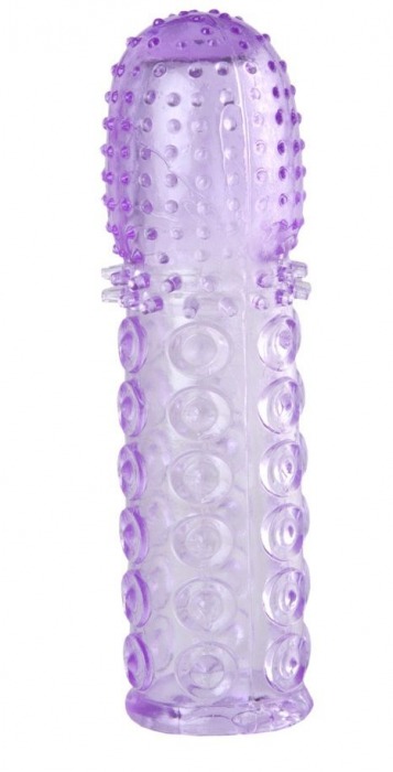 Насадка гелевая фиолетовая с точками, шипами и наплывами - 13,5 см. - Toyfa Basic - во Владивостоке купить с доставкой