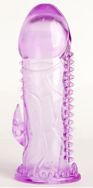 Фиолетовая гелевая насадка с шипами - 13 см. - Toyfa Basic - во Владивостоке купить с доставкой