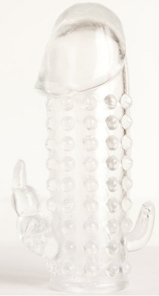 Гелевая прозрачная насадка с 2 отростками - 13 см. - Toyfa Basic - во Владивостоке купить с доставкой