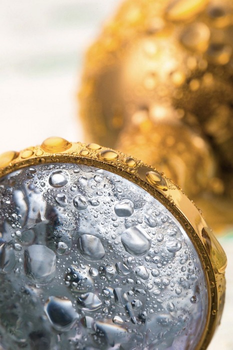 Золотистая маленькая анальная втулка с прозрачным кристаллом - 6 см. - ToyFa - купить с доставкой во Владивостоке