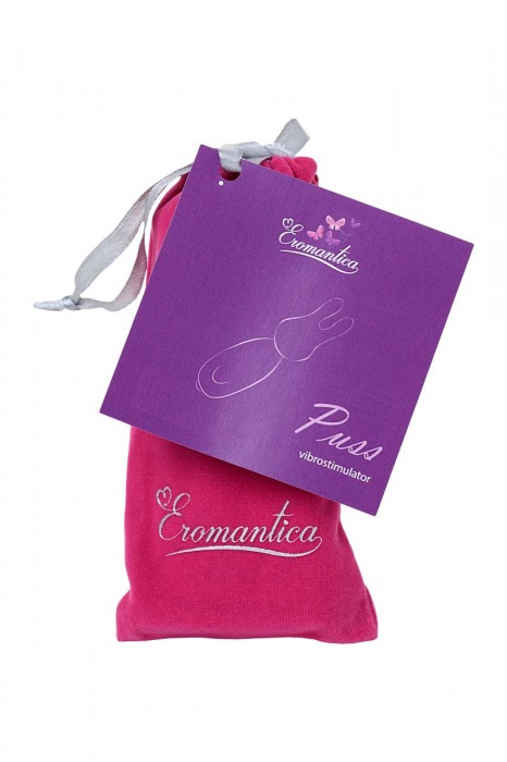 Розовый мини-вибратор Eromantica PUSS с ушками - 8,5 см. - Eromantica