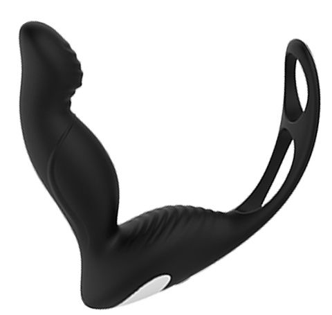 Черный вибромассажер простаты P-PLEASER W ERECTION ENHANCE - Dream Toys - во Владивостоке купить с доставкой