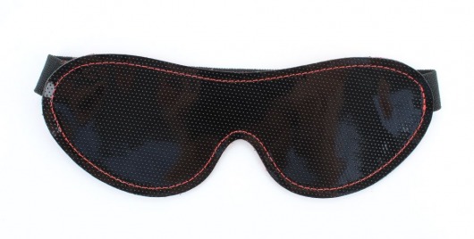 Чёрная перфорированная маска из кожи с красной строчкой - БДСМ Арсенал - купить с доставкой во Владивостоке