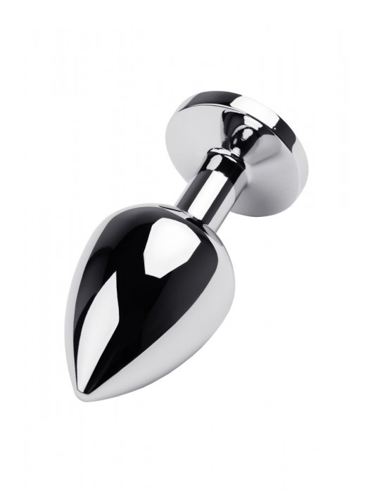 Серебристая коническая анальная пробка с красным кристаллом - 8 см. - ToyFa - купить с доставкой во Владивостоке