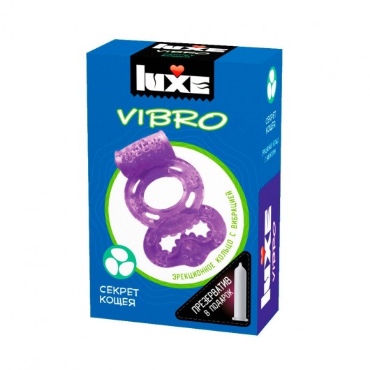 Фиолетовое эрекционное виброкольцо Luxe VIBRO  Секрет Кощея  + презерватив - Luxe - во Владивостоке купить с доставкой