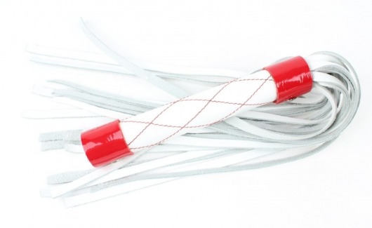 Бело-красная плеть средней длины с ручкой - 44 см. - БДСМ Арсенал - купить с доставкой во Владивостоке