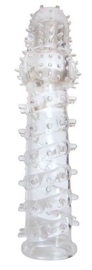 Закрытая прозрачная рельефная насадка с шипиками Crystal sleeve - 13,5 см. - Erowoman-Eroman - во Владивостоке купить с доставкой