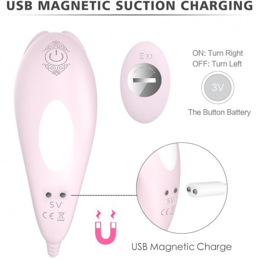 Нежно-розовая вибропробка CARA с клиторальным отростком и пультом ДУ - S-HANDE