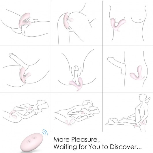 Нежно-розовая вибропробка CARA с клиторальным отростком и пультом ДУ - S-HANDE