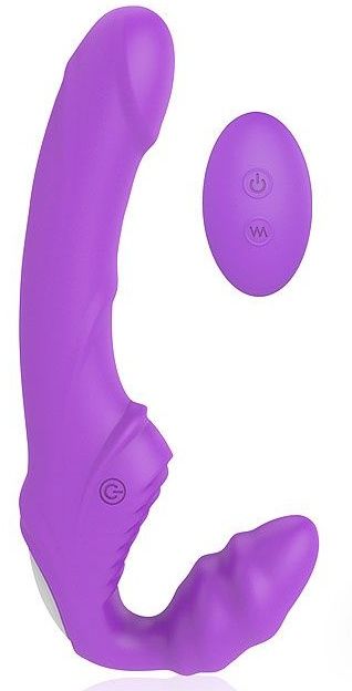 Фиолетовый безремневой страпон с 9 режимами вибрации и пультом ДУ - Bior toys - купить с доставкой во Владивостоке