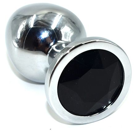 Серебристая анальная пробка из нержавеющей стали с черным кристаллом - 8,5 см. - Kanikule - купить с доставкой во Владивостоке
