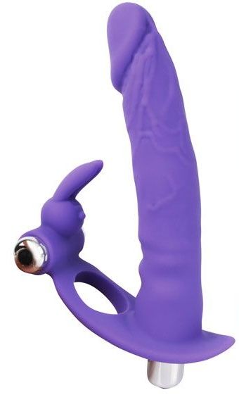 Фиолетовая вибронасадка для двойного проникновения - 15 см. - Bior toys - купить с доставкой во Владивостоке
