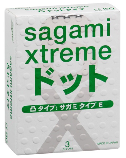 Презервативы Sagami Xtreme SUPER DOTS с точками - 3 шт. - Sagami - купить с доставкой во Владивостоке