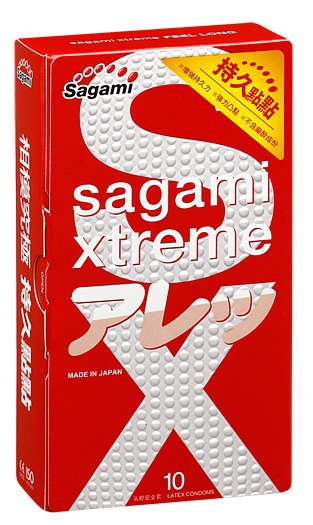 Утолщенные презервативы Sagami Xtreme Feel Long с точками - 10 шт. - Sagami - купить с доставкой во Владивостоке