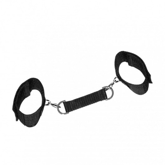 Черные наручники на липучках с креплением на карабинах - Джага-Джага - купить с доставкой во Владивостоке