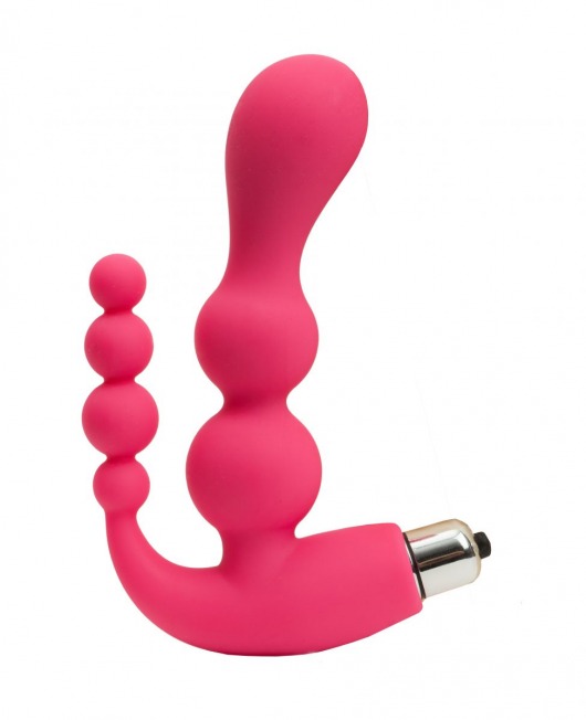 Розовый анально-вагинальный вибромассажер - 17 см. - 4sexdreaM
