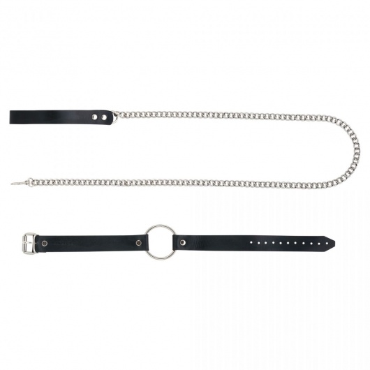 Черный поводок и чокер с кольцом Rada - Rebelts - купить с доставкой во Владивостоке