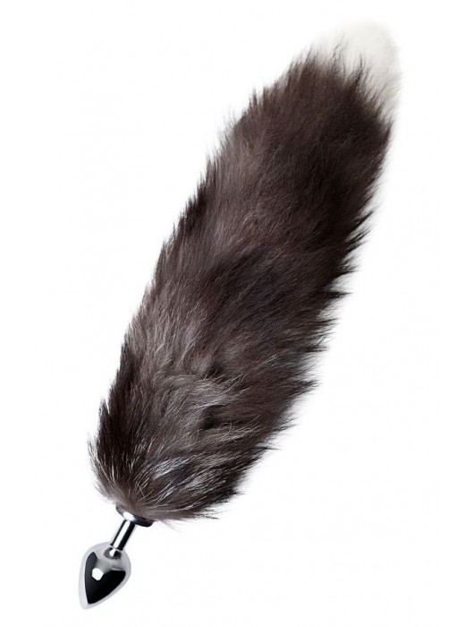 Серебристая металлическая анальная втулка с хвостом чернобурой лисы - размер S - ToyFa - купить с доставкой во Владивостоке