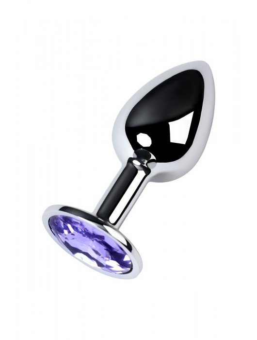 Серебристая конусовидная анальная пробка с фиолетовым кристаллом - 7 см. - ToyFa - купить с доставкой во Владивостоке