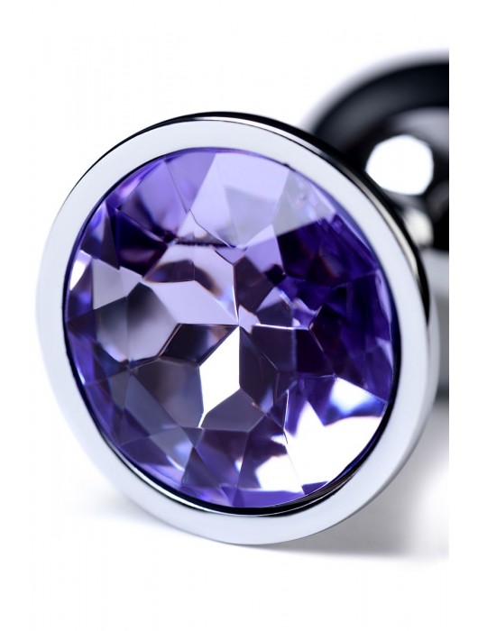 Серебристая конусовидная анальная пробка с фиолетовым кристаллом - 7 см. - ToyFa - купить с доставкой во Владивостоке