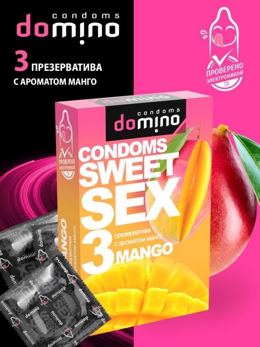 Презервативы для орального секса DOMINO Sweet Sex с ароматом манго - 3 шт. - Domino - купить с доставкой во Владивостоке