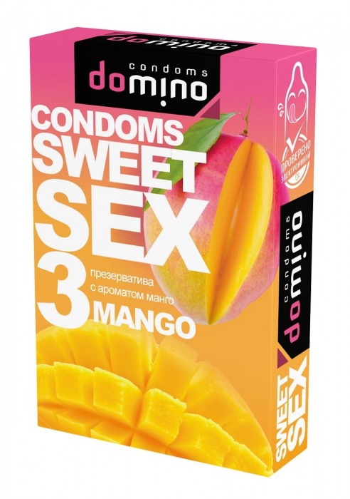 Презервативы для орального секса DOMINO Sweet Sex с ароматом манго - 3 шт. - Domino - купить с доставкой во Владивостоке