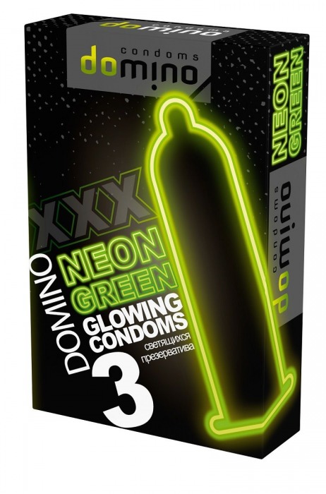 Презервативы DOMINO Neon Green со светящимся в темноте кончиком - 3 шт. - Domino - купить с доставкой во Владивостоке
