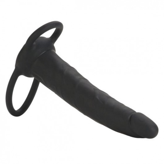 Чёрная насадка на фаллос для двойного проникновения Silicone Double Rider - 14 см. - California Exotic Novelties - купить с доставкой во Владивостоке
