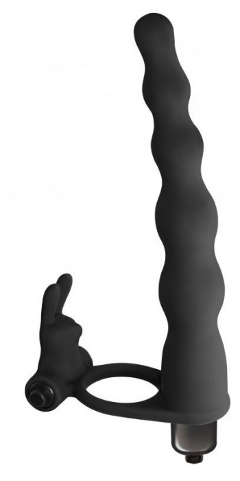 Черная вибронасадка для двойного проникновения Jungle Bunny - 17 см. - Lola Games - купить с доставкой во Владивостоке
