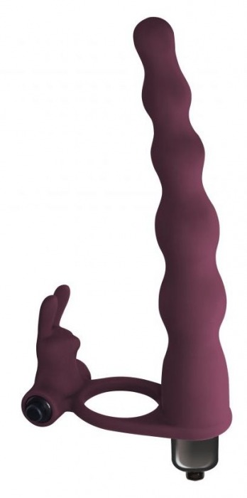 Бордовая вибронасадка для двойного проникновения Jungle Bunny - 17 см. - Lola Games - купить с доставкой во Владивостоке