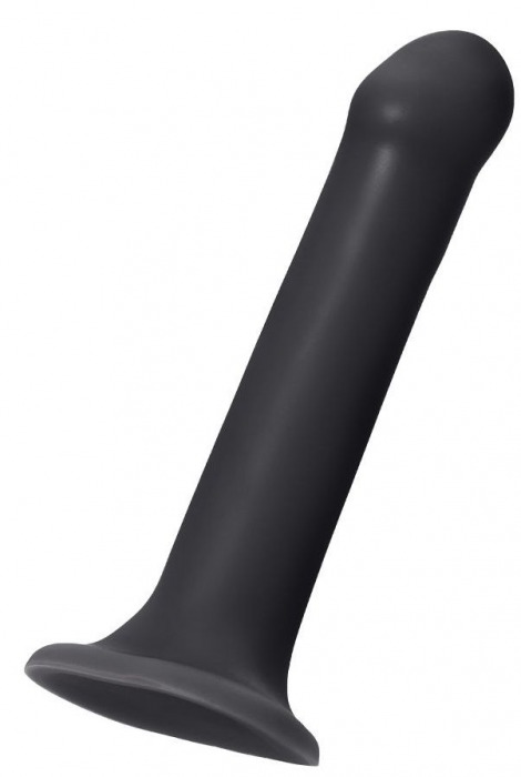 Черный фаллос на присоске Silicone Bendable Dildo L - 19 см. - Strap-on-me - купить с доставкой во Владивостоке