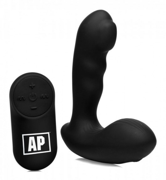 Черный стимулятор простаты Alpha-Pro 7X P-Milker Silicone Prostate Stimulator with Milking Bead - XR Brands - во Владивостоке купить с доставкой