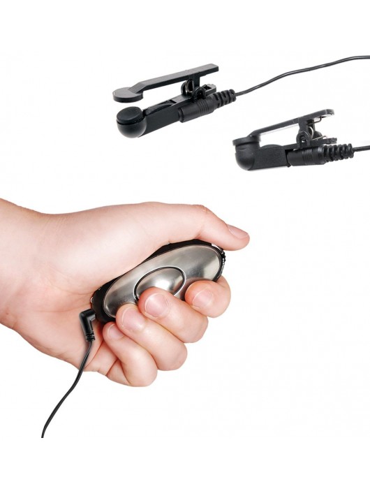 Черные электрические зажимы для сосков Shock Therapy Nipple Clamps - Pipedream - купить с доставкой во Владивостоке