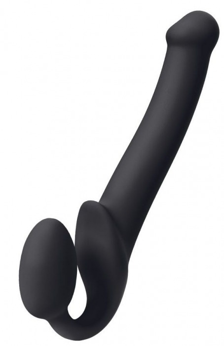 Черный безремневой страпон Silicone Bendable Strap-On M - Strap-on-me - купить с доставкой во Владивостоке