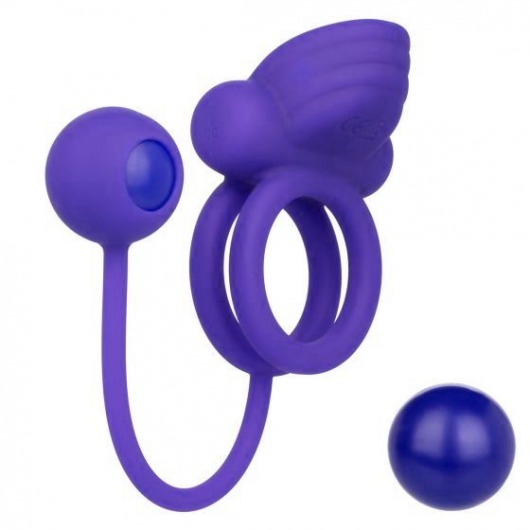 Фиолетовое эрекционное кольцо с утяжелителем Silicone Rechargeable Dual Rockin Rim Enhancer - California Exotic Novelties - во Владивостоке купить с доставкой