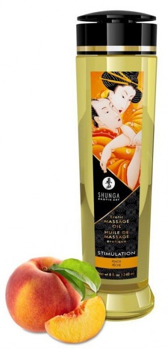 Массажное масло для тела с ароматом персика Stimulation - 240 мл. - Shunga - купить с доставкой во Владивостоке