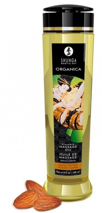 Массажное масло Organica с ароматом миндаля - 240 мл. - Shunga - купить с доставкой во Владивостоке