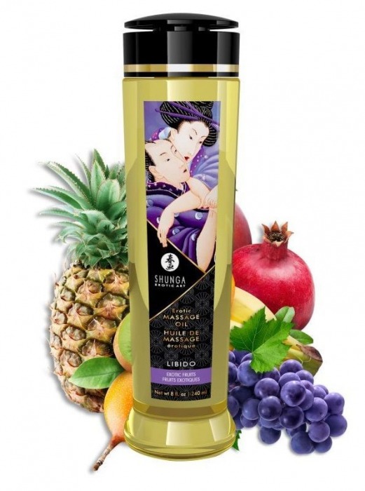 Массажное масло Libido Exotic Fruits с ароматом экзотических фруктов - 240 мл. - Shunga - купить с доставкой во Владивостоке