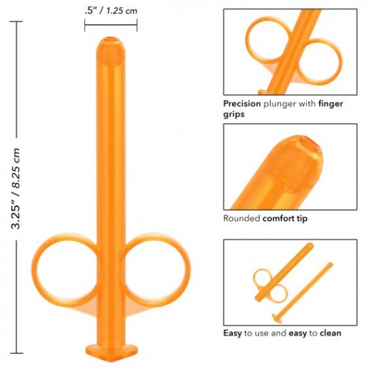 Набор из 2 оранжевых шприцов для введения лубриканта Lube Tube - California Exotic Novelties - купить с доставкой во Владивостоке