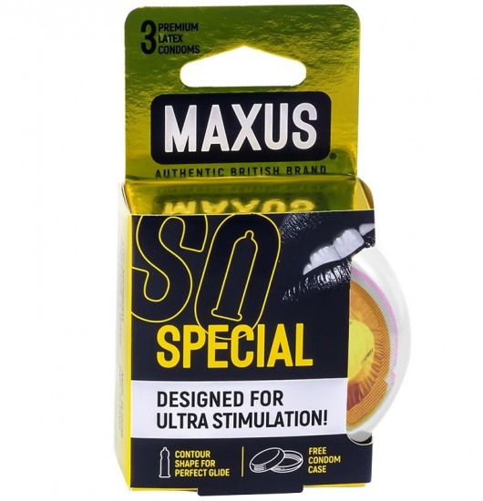 Презервативы с точками и рёбрами в пластиковом кейсе MAXUS Special - 3 шт. - Maxus - купить с доставкой во Владивостоке