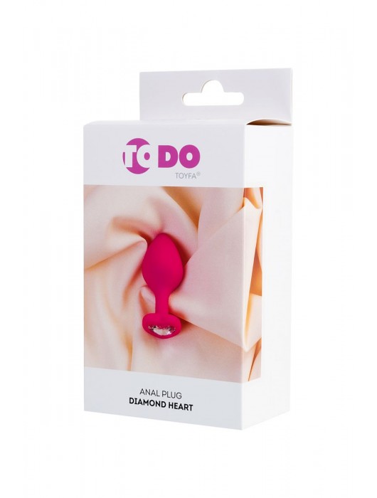 Розовая анальная втулка Diamond Heart с прозрачным кристаллом - 8 см. - ToyFa - купить с доставкой во Владивостоке