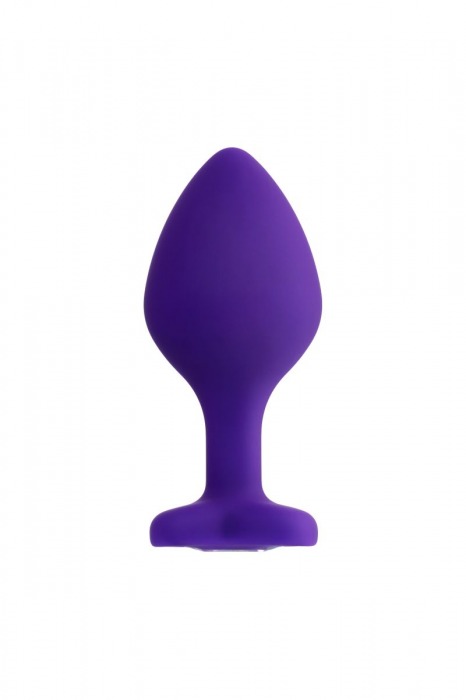 Фиолетовая анальная втулка Diamond Heart с прозрачным кристаллом - 8 см. - ToyFa - купить с доставкой во Владивостоке Фиолетовая анальная втулка Diamond Heart с прозрачным кристаллом - 8 см. - ToyFa - купить с доставкой во Владивостоке