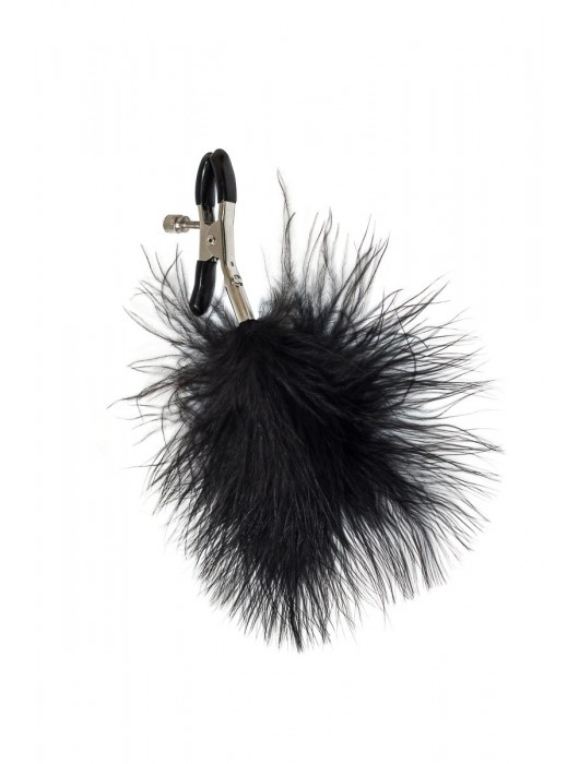 Зажимы на соски с черным пухом Euphoric - Lola Games - купить с доставкой во Владивостоке