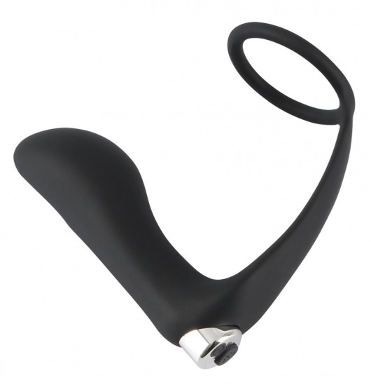 Черное эрекционное кольцо с анальной вибропробкой Vibrating Ring   Plug - Orion - во Владивостоке купить с доставкой