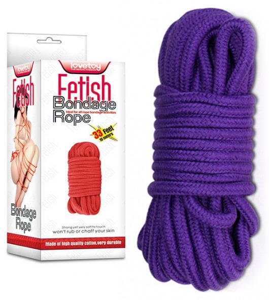 Фиолетовая верёвка для любовных игр - 10 м. - Lovetoy - купить с доставкой во Владивостоке