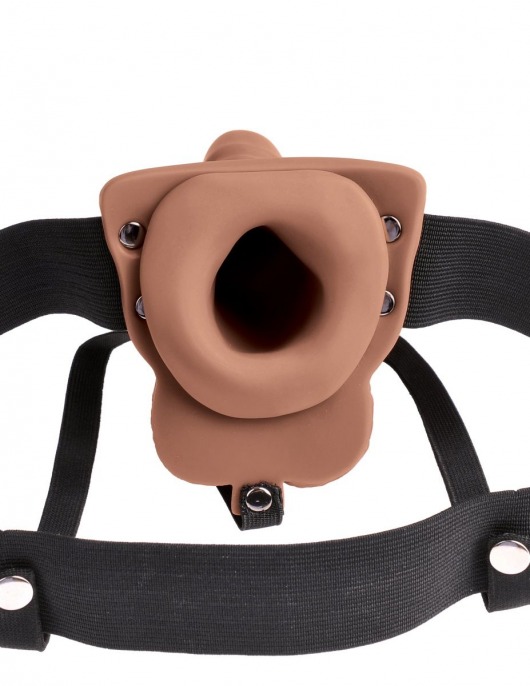 Кофейный перезаряжаемый вибрострапон 6  Hollow Rechargeable Strap-On Remote - 17,5 см. - Pipedream - купить с доставкой во Владивостоке