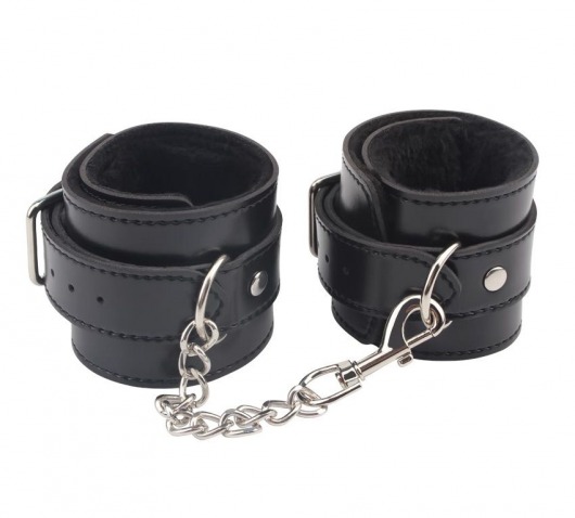 Черные оковы на ноги Obey Me Leather Ankle Cuffs - Chisa - купить с доставкой во Владивостоке